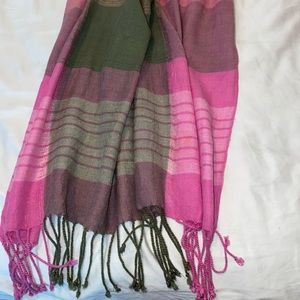 Women’s pink and green patchwork scarf
